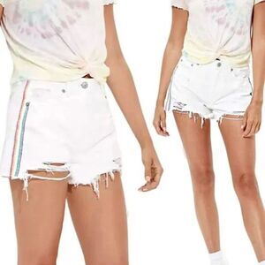 American Eagle White Jean High Rise Festival Shorts